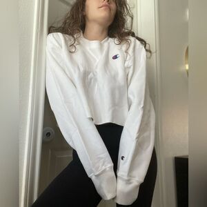 Champion Reverse Weave Oversized Crewneck Sweater Crop Fleece Lined Sz Large NEW